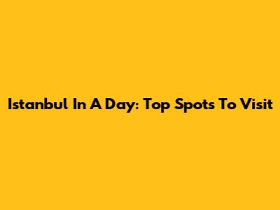 Istanbul In A Day: Top Spots To Visit