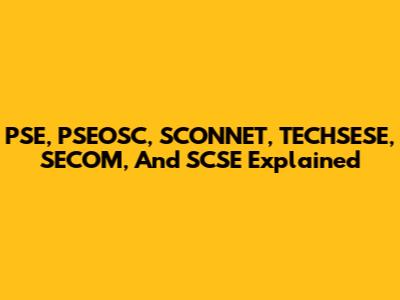 PSE, PSEOSC, SCONNET, TECHSESE, SECOM, And SCSE Explained