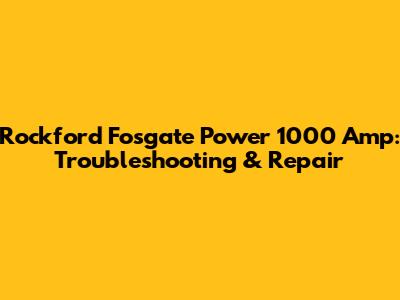Rockford Fosgate Power 1000 Amp: Troubleshooting & Repair