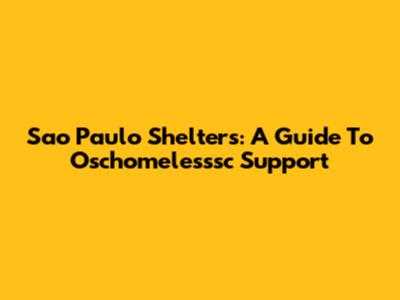 Sao Paulo Shelters: A Guide To Oschomelesssc Support