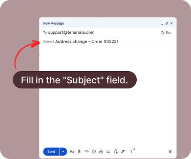 Screenshot showing subject line field
